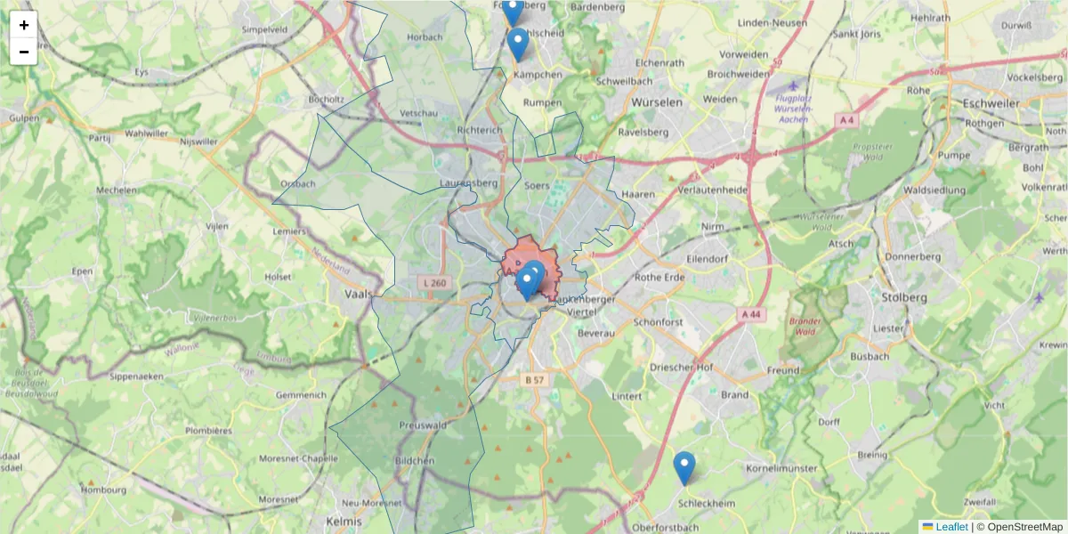 Karte des Postleitzahlen Bereichs  und der umliegenden Postleitzahlen in Deutschland