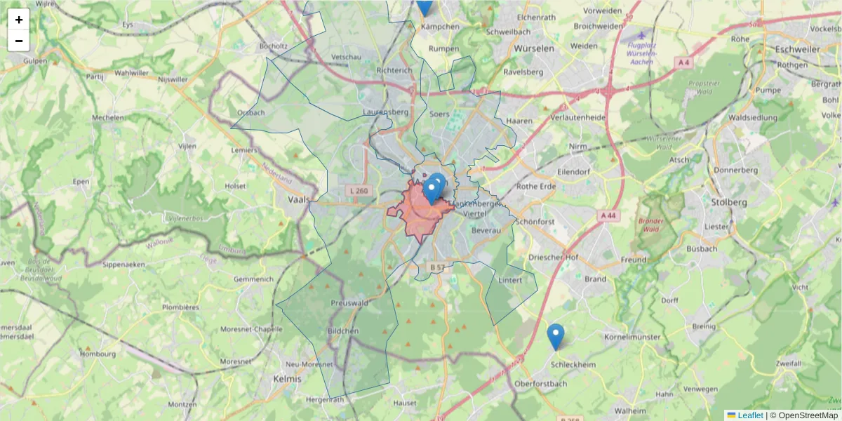 Karte des Postleitzahlen Bereichs  und der umliegenden Postleitzahlen in Deutschland