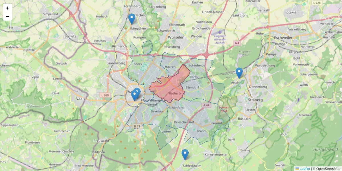 Karte des Postleitzahlen Bereichs  und der umliegenden Postleitzahlen in Deutschland