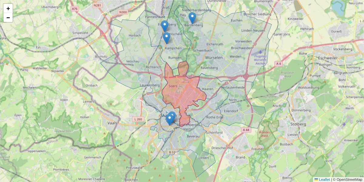 Karte des Postleitzahlen Bereichs  und der umliegenden Postleitzahlen in Deutschland