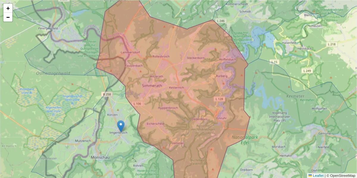 Karte des Postleitzahlen Bereichs  und der umliegenden Postleitzahlen in Deutschland