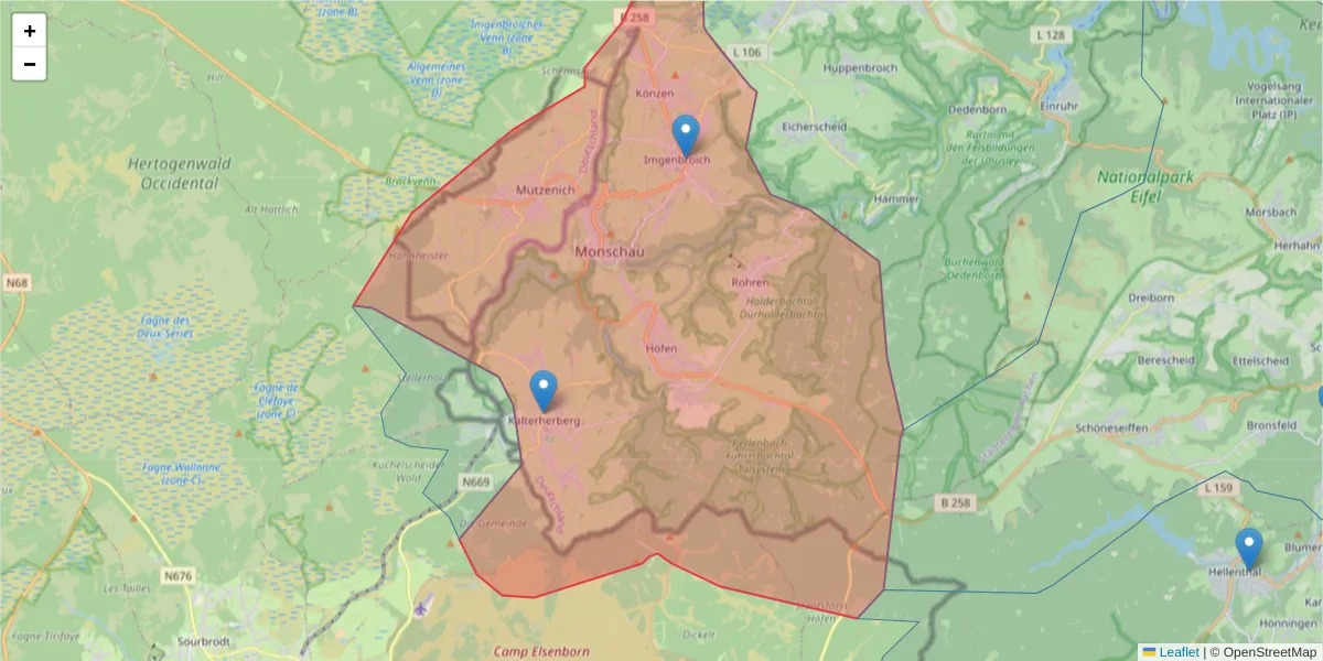 Karte des Postleitzahlen Bereichs  und der umliegenden Postleitzahlen in Deutschland