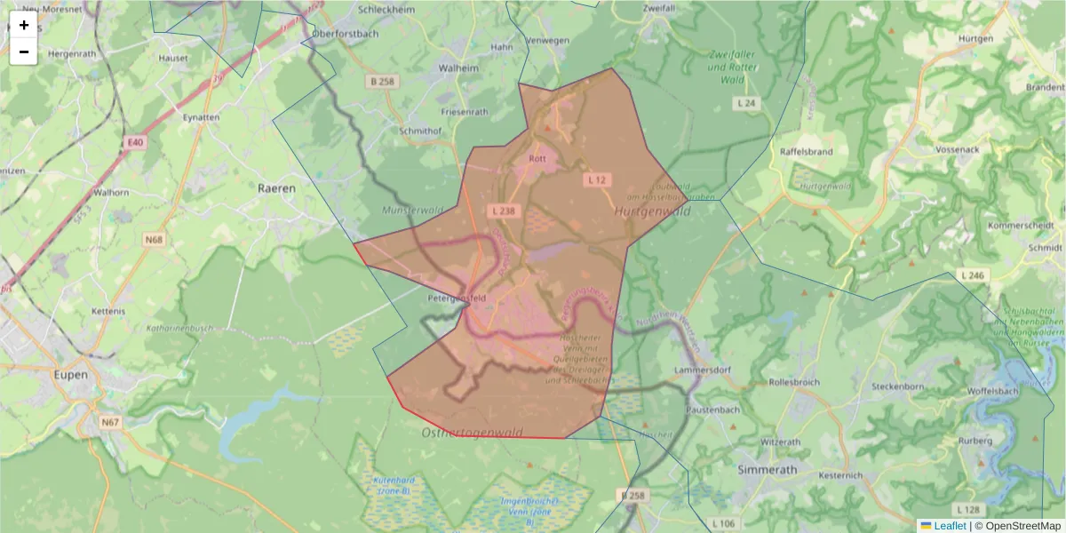 Karte des Postleitzahlen Bereichs  und der umliegenden Postleitzahlen in Deutschland