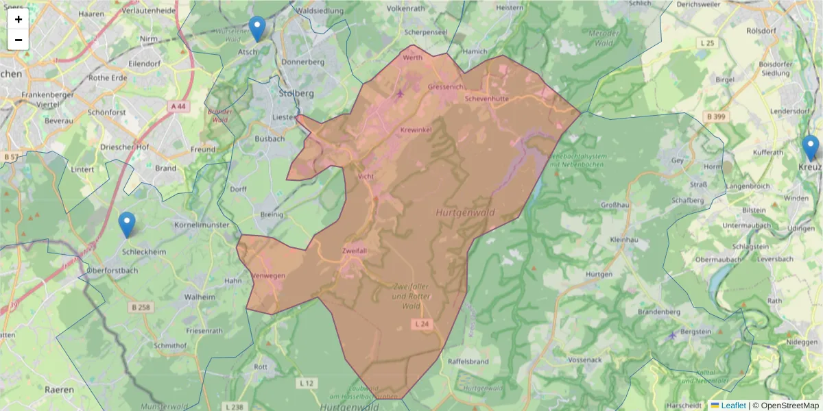 Karte des Postleitzahlen Bereichs  und der umliegenden Postleitzahlen in Deutschland