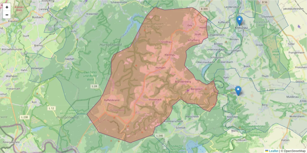 Karte des Postleitzahlen Bereichs  und der umliegenden Postleitzahlen in Deutschland