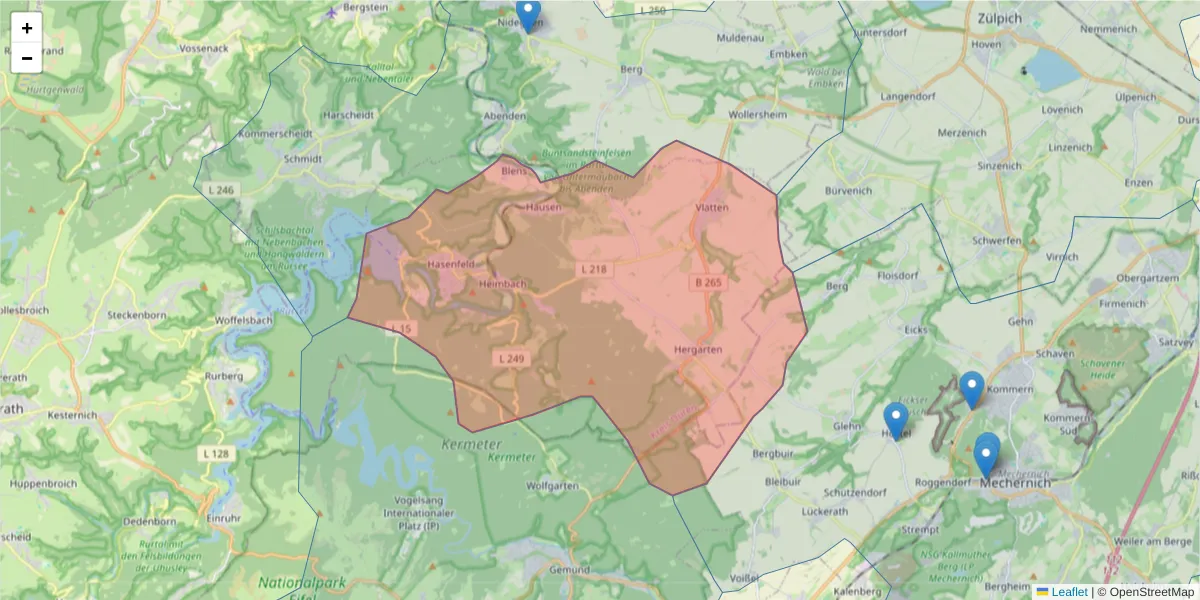 Karte des Postleitzahlen Bereichs  und der umliegenden Postleitzahlen in Deutschland