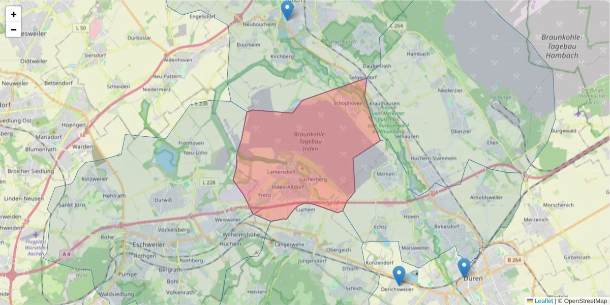 Karte des Postleitzahlen Bereichs  und der umliegenden Postleitzahlen in Deutschland