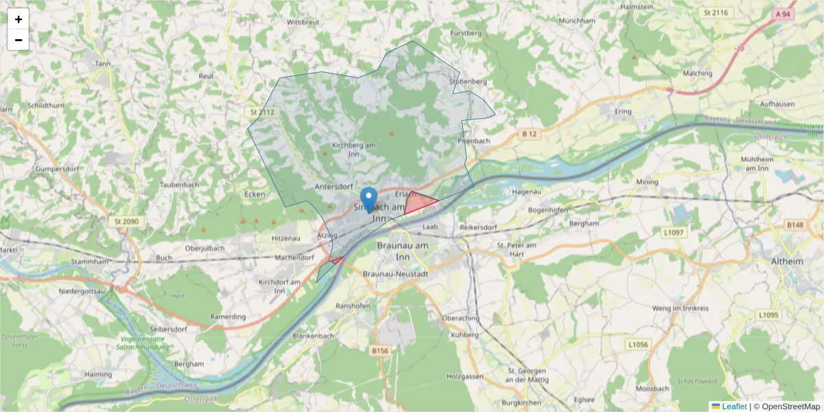 Karte des Postleitzahlen Bereichs  und der umliegenden Postleitzahlen in Deutschland