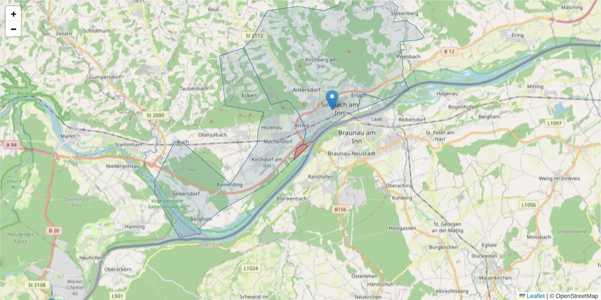 Karte des Postleitzahlen Bereichs  und der umliegenden Postleitzahlen in Deutschland