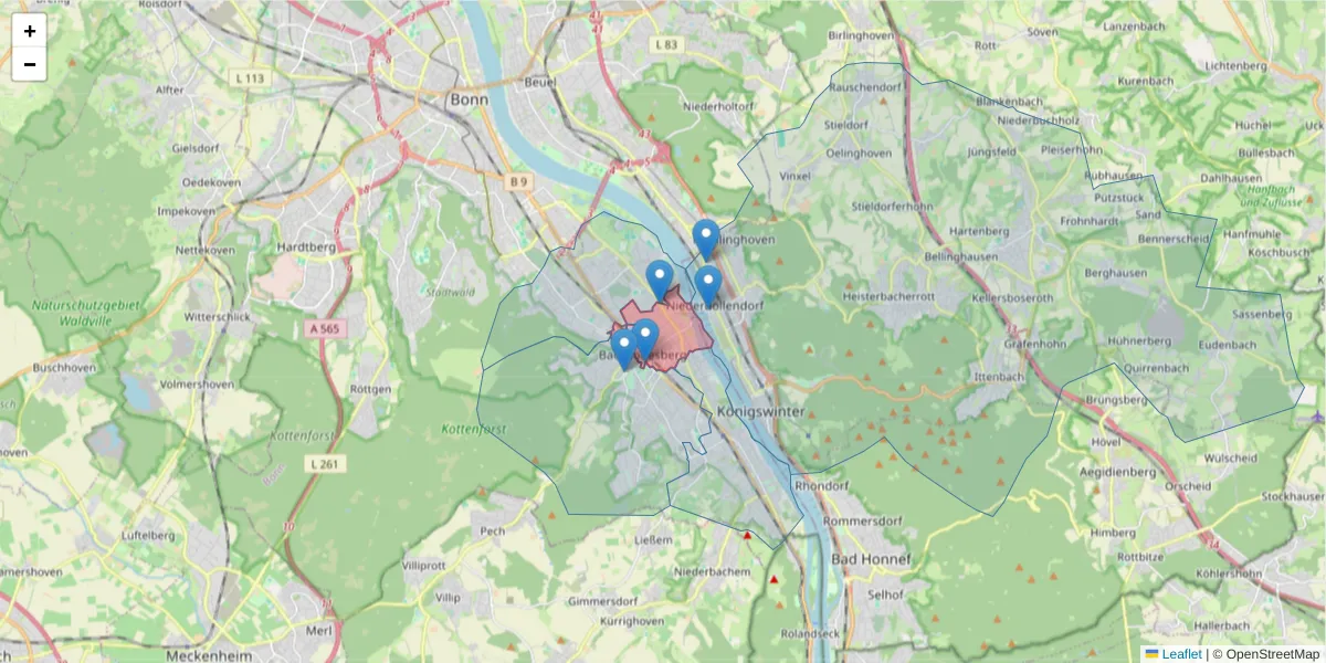 Karte des Postleitzahlen Bereichs  und der umliegenden Postleitzahlen in Deutschland