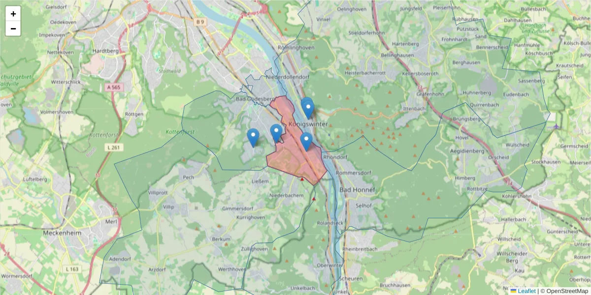 Karte des Postleitzahlen Bereichs  und der umliegenden Postleitzahlen in Deutschland