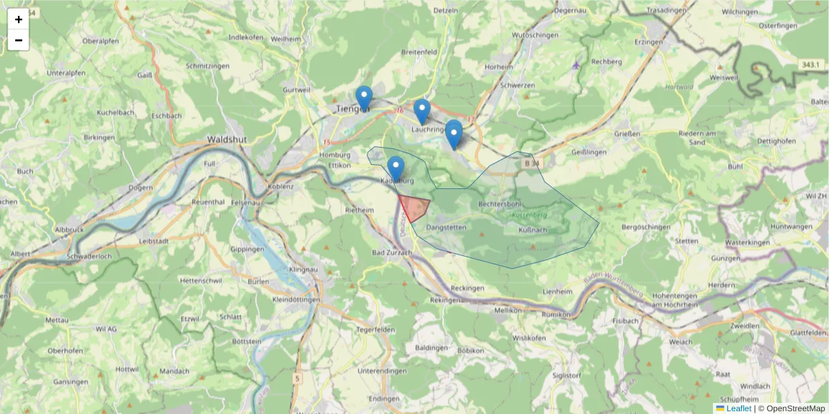Karte des Postleitzahlen Bereichs  und der umliegenden Postleitzahlen in Deutschland