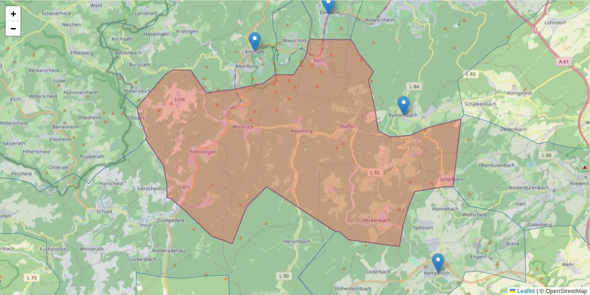 Karte des Postleitzahlen Bereichs  und der umliegenden Postleitzahlen in Deutschland