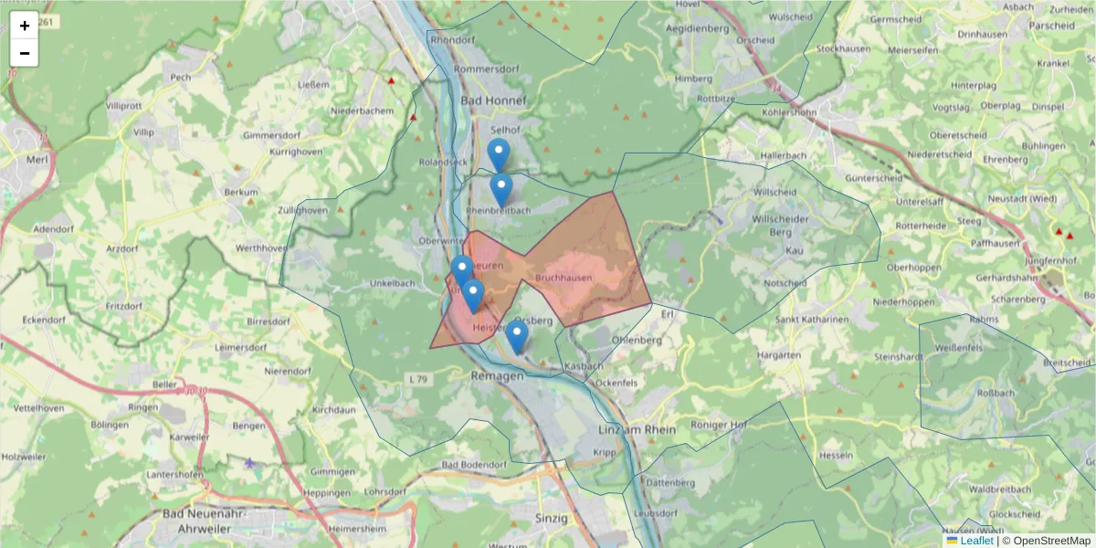 Karte des Postleitzahlen Bereichs  und der umliegenden Postleitzahlen in Deutschland