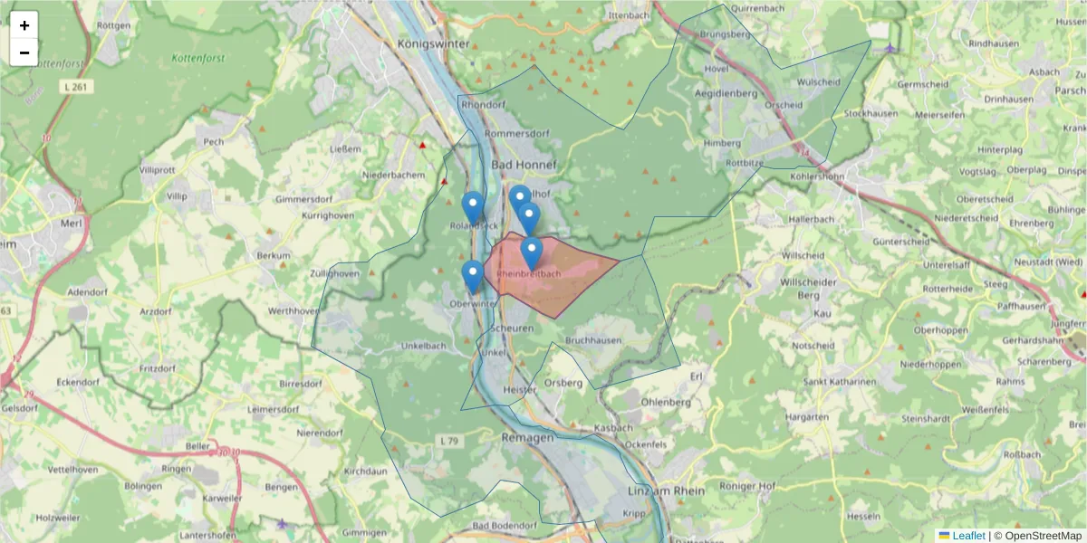 Karte des Postleitzahlen Bereichs  und der umliegenden Postleitzahlen in Deutschland