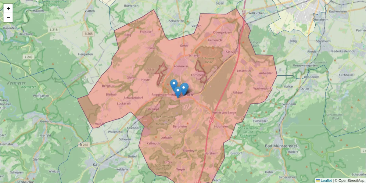 Karte des Postleitzahlen Bereichs  und der umliegenden Postleitzahlen in Deutschland