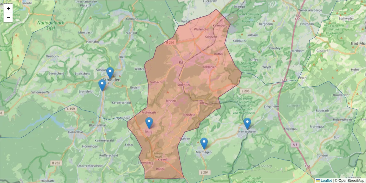 Karte des Postleitzahlen Bereichs  und der umliegenden Postleitzahlen in Deutschland