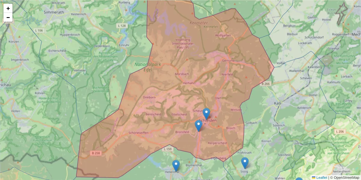Karte des Postleitzahlen Bereichs  und der umliegenden Postleitzahlen in Deutschland