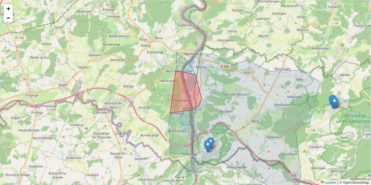 Karte des Postleitzahlen Bereichs  und der umliegenden Postleitzahlen in Deutschland