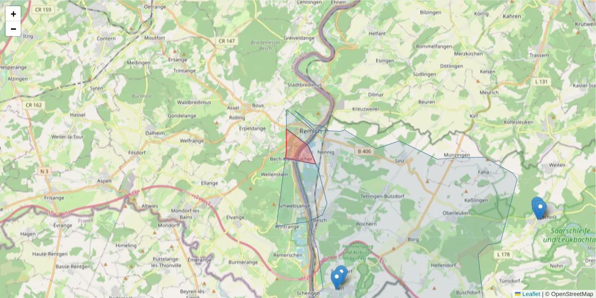 Karte des Postleitzahlen Bereichs  und der umliegenden Postleitzahlen in Deutschland