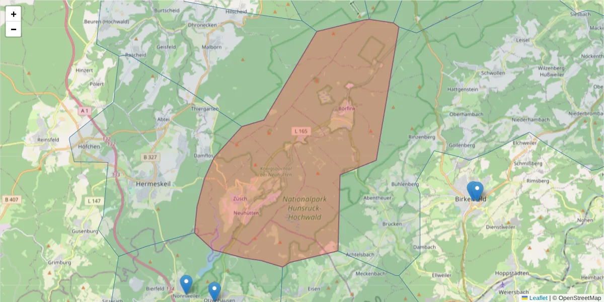 Karte des Postleitzahlen Bereichs  und der umliegenden Postleitzahlen in Deutschland