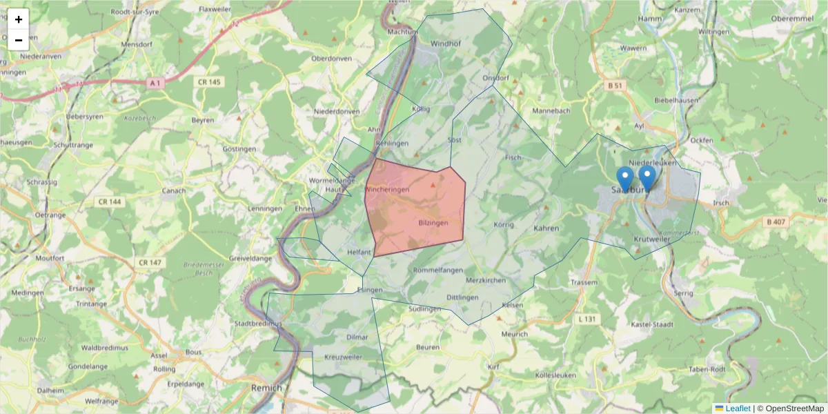 Karte des Postleitzahlen Bereichs  und der umliegenden Postleitzahlen in Deutschland