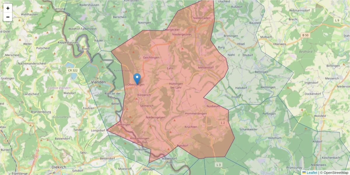 Karte des Postleitzahlen Bereichs  und der umliegenden Postleitzahlen in Deutschland
