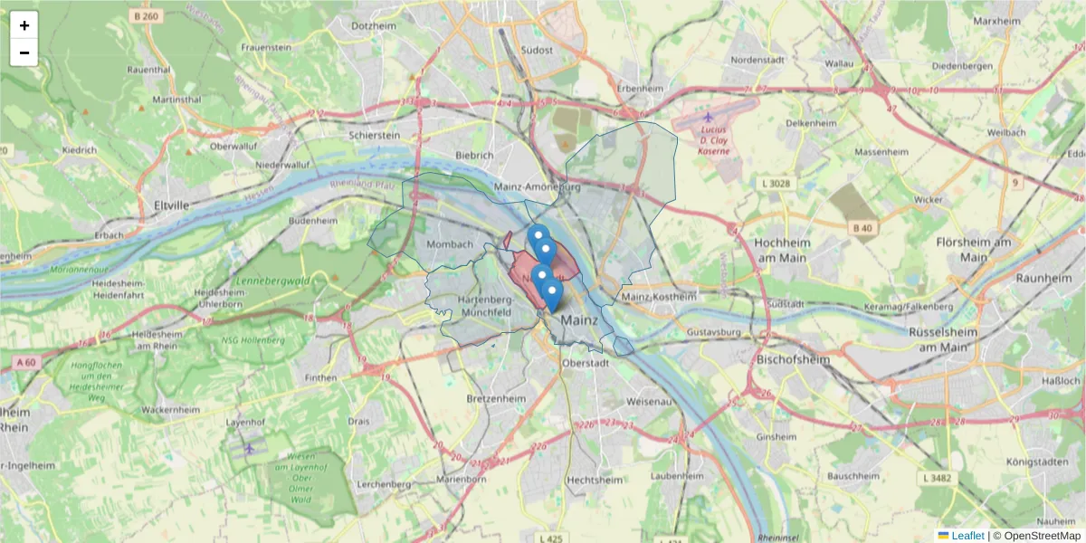 Karte des Postleitzahlen Bereichs  und der umliegenden Postleitzahlen in Deutschland