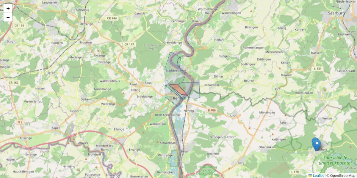 Karte des Postleitzahlen Bereichs  und der umliegenden Postleitzahlen in Deutschland