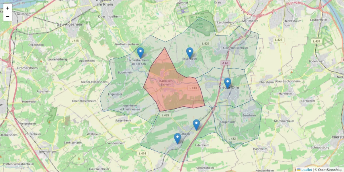 Karte des Postleitzahlen Bereichs  und der umliegenden Postleitzahlen in Deutschland