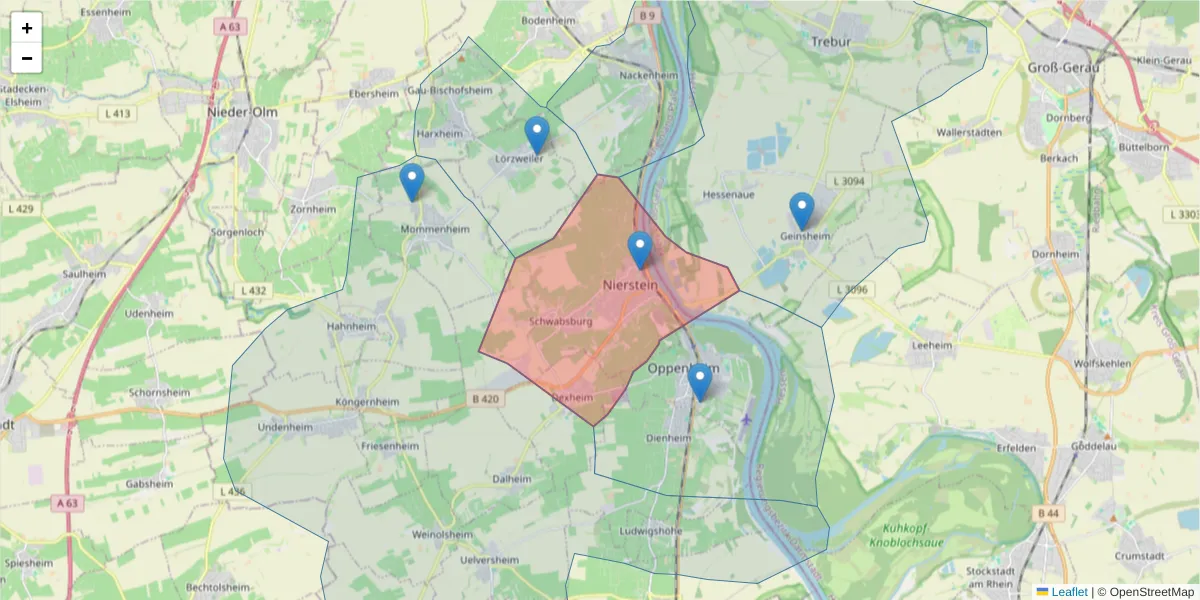 Karte des Postleitzahlen Bereichs  und der umliegenden Postleitzahlen in Deutschland