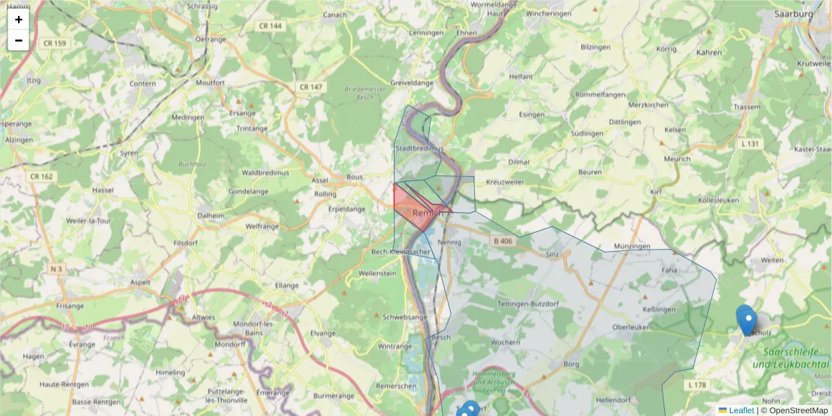 Karte des Postleitzahlen Bereichs  und der umliegenden Postleitzahlen in Deutschland