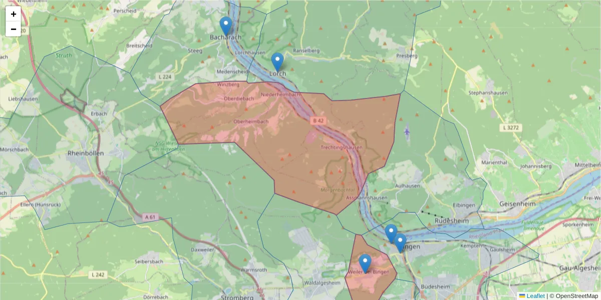 Karte des Postleitzahlen Bereichs  und der umliegenden Postleitzahlen in Deutschland