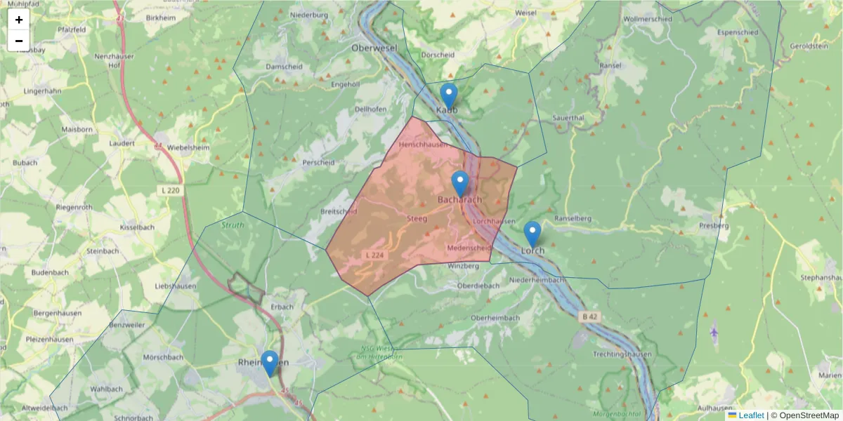 Karte des Postleitzahlen Bereichs  und der umliegenden Postleitzahlen in Deutschland