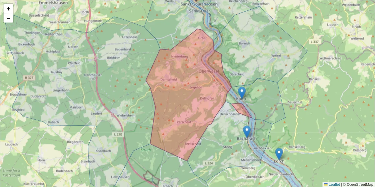 Karte des Postleitzahlen Bereichs  und der umliegenden Postleitzahlen in Deutschland