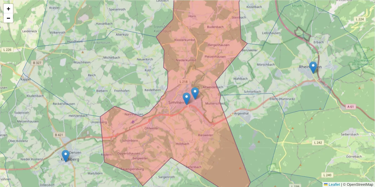Karte des Postleitzahlen Bereichs  und der umliegenden Postleitzahlen in Deutschland