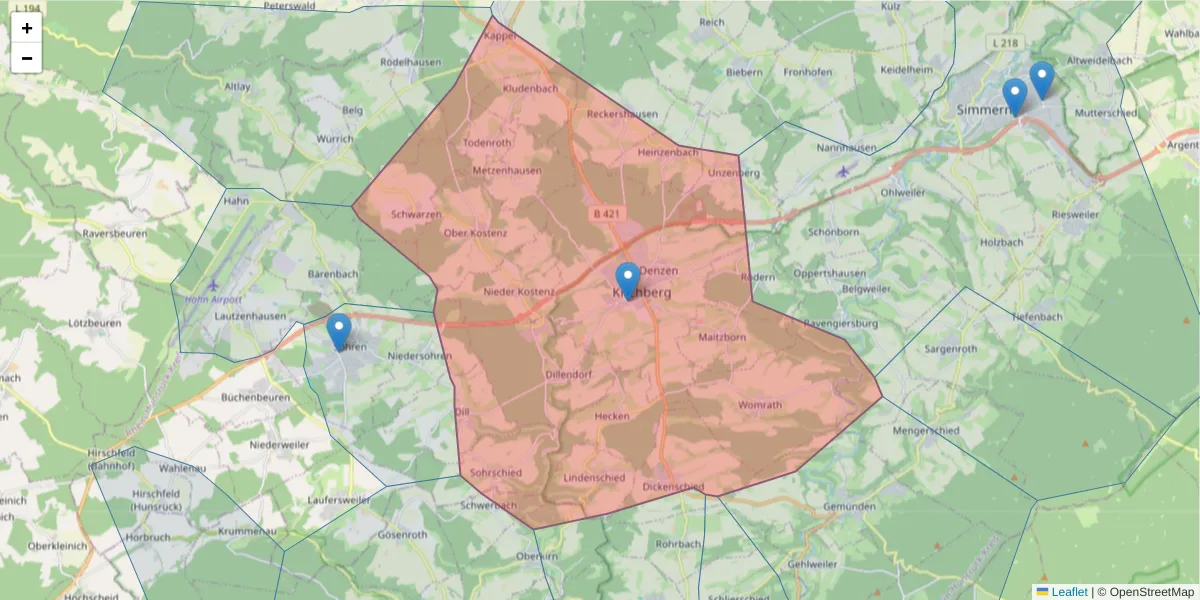Karte des Postleitzahlen Bereichs  und der umliegenden Postleitzahlen in Deutschland