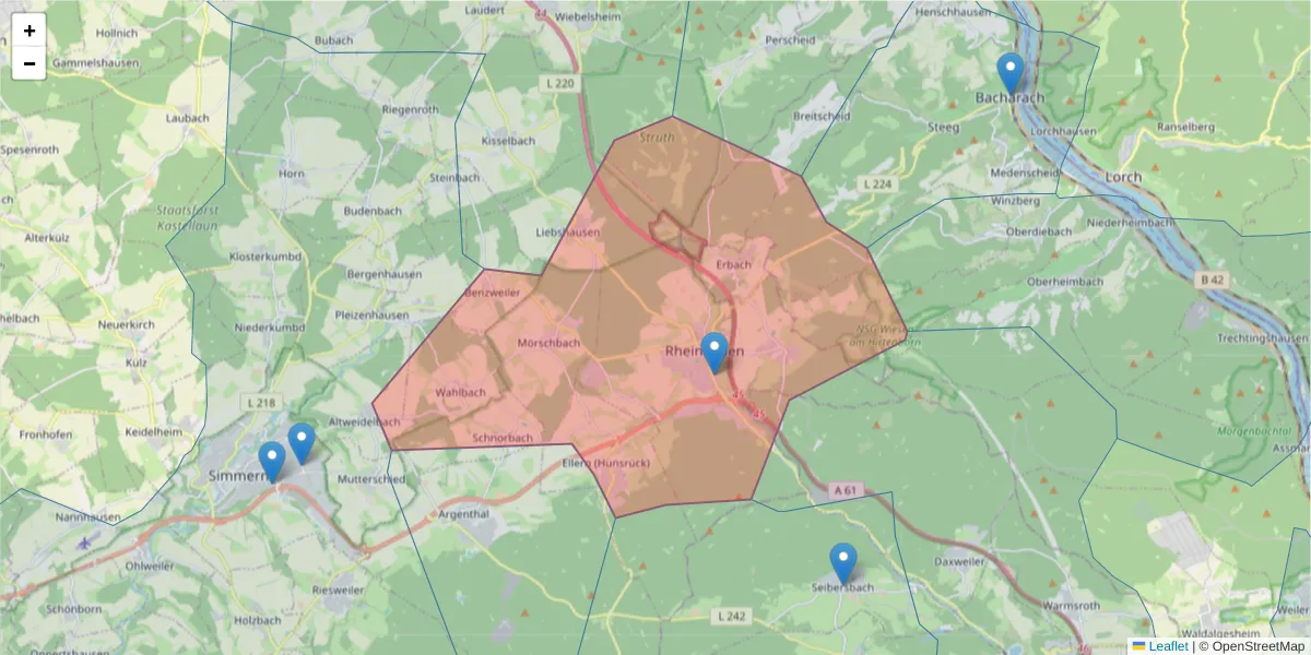 Karte des Postleitzahlen Bereichs  und der umliegenden Postleitzahlen in Deutschland
