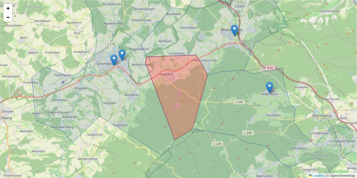 Karte des Postleitzahlen Bereichs  und der umliegenden Postleitzahlen in Deutschland
