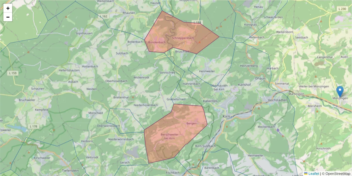 Karte des Postleitzahlen Bereichs  und der umliegenden Postleitzahlen in Deutschland