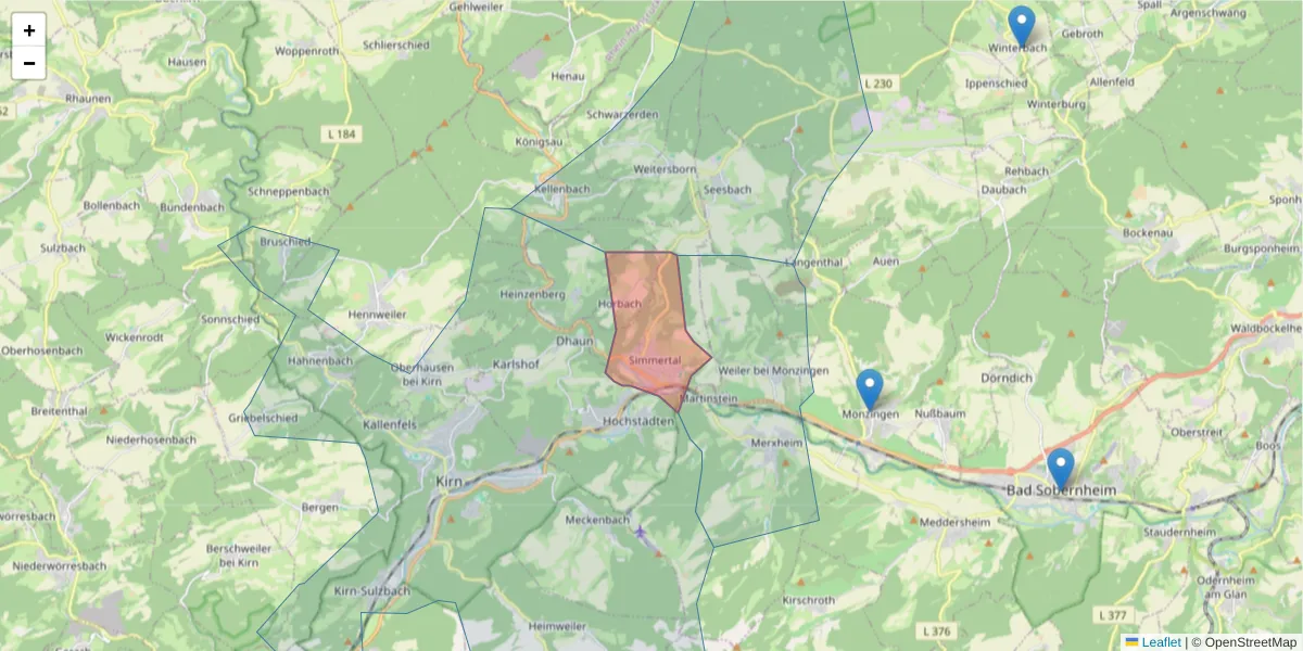 Karte des Postleitzahlen Bereichs  und der umliegenden Postleitzahlen in Deutschland