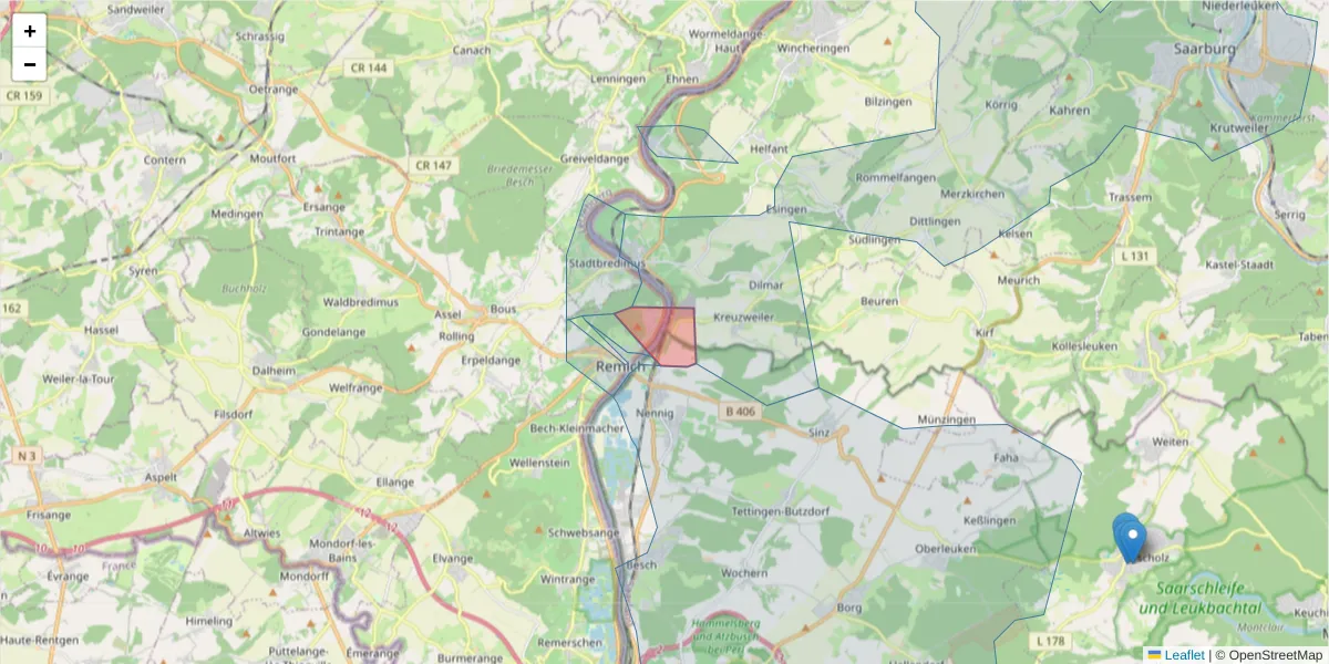 Karte des Postleitzahlen Bereichs  und der umliegenden Postleitzahlen in Deutschland