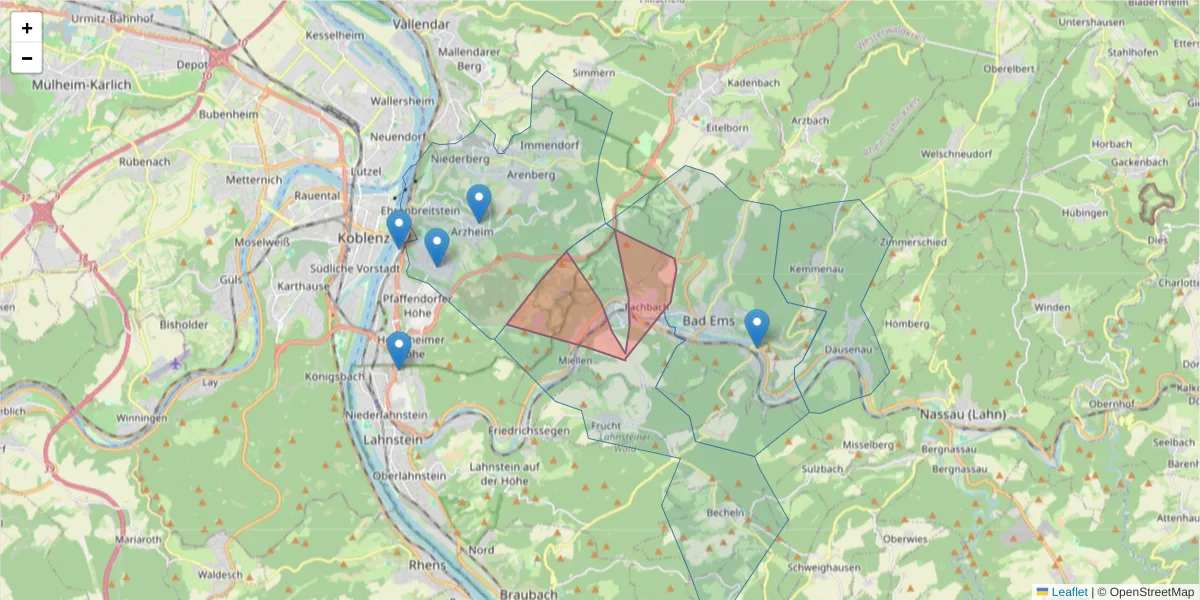Karte des Postleitzahlen Bereichs  und der umliegenden Postleitzahlen in Deutschland