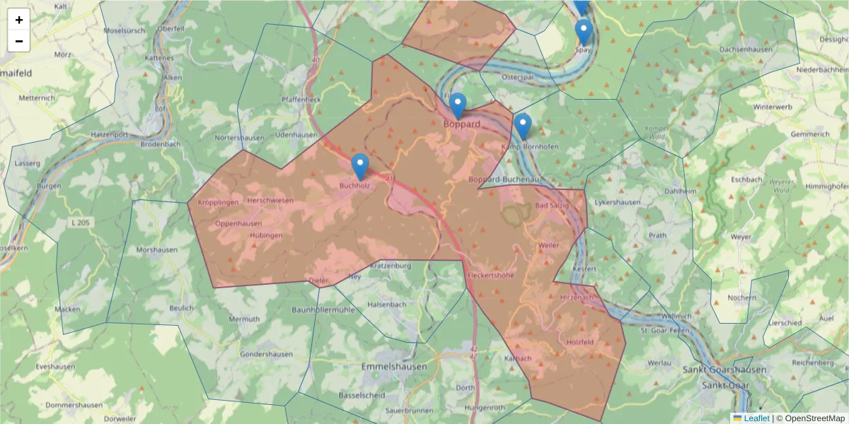 Karte des Postleitzahlen Bereichs  und der umliegenden Postleitzahlen in Deutschland
