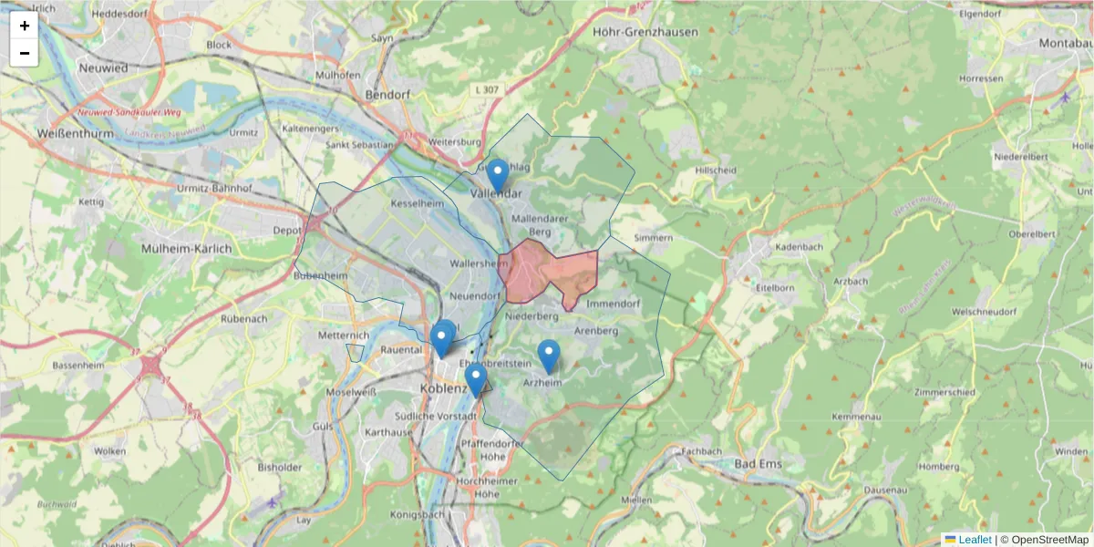 Karte des Postleitzahlen Bereichs  und der umliegenden Postleitzahlen in Deutschland