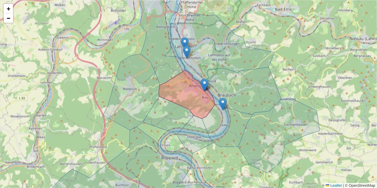 Karte des Postleitzahlen Bereichs  und der umliegenden Postleitzahlen in Deutschland