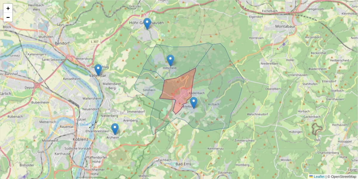 Karte des Postleitzahlen Bereichs  und der umliegenden Postleitzahlen in Deutschland