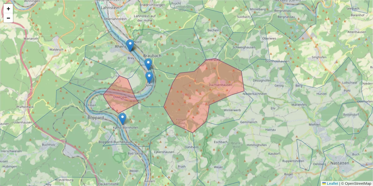 Karte des Postleitzahlen Bereichs  und der umliegenden Postleitzahlen in Deutschland
