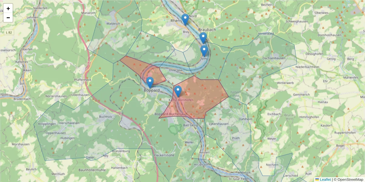 Karte des Postleitzahlen Bereichs  und der umliegenden Postleitzahlen in Deutschland