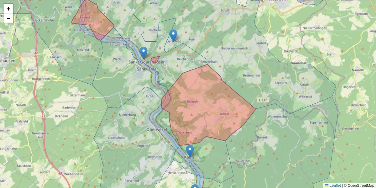 Karte des Postleitzahlen Bereichs  und der umliegenden Postleitzahlen in Deutschland